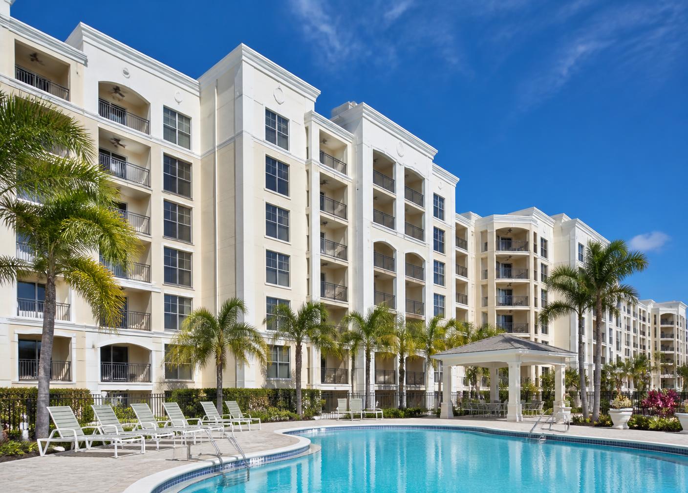 Freshly painted condominium community in South Florida